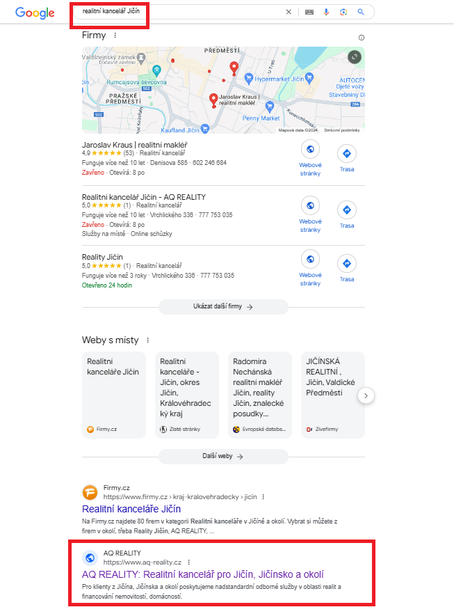 Realitni kancelar Jicin - Google